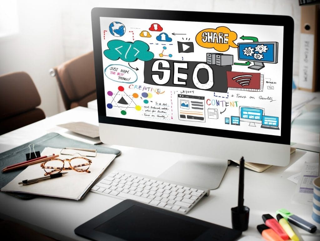 SEO on a laptop illustration